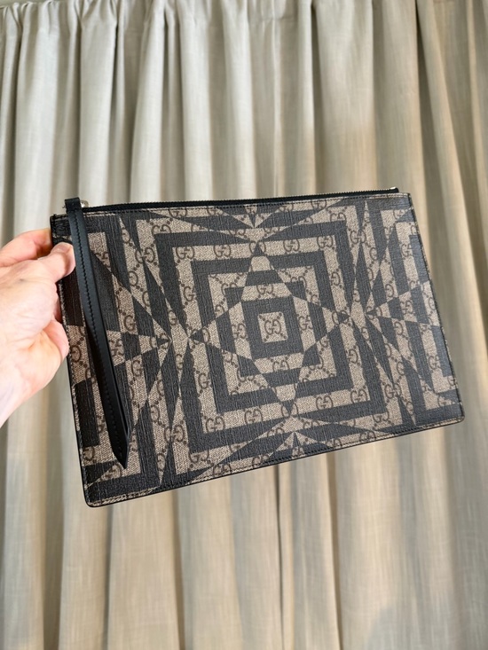 Gucci Other - Gucci Monogram Geometric Zip Pouch New with Dustbag